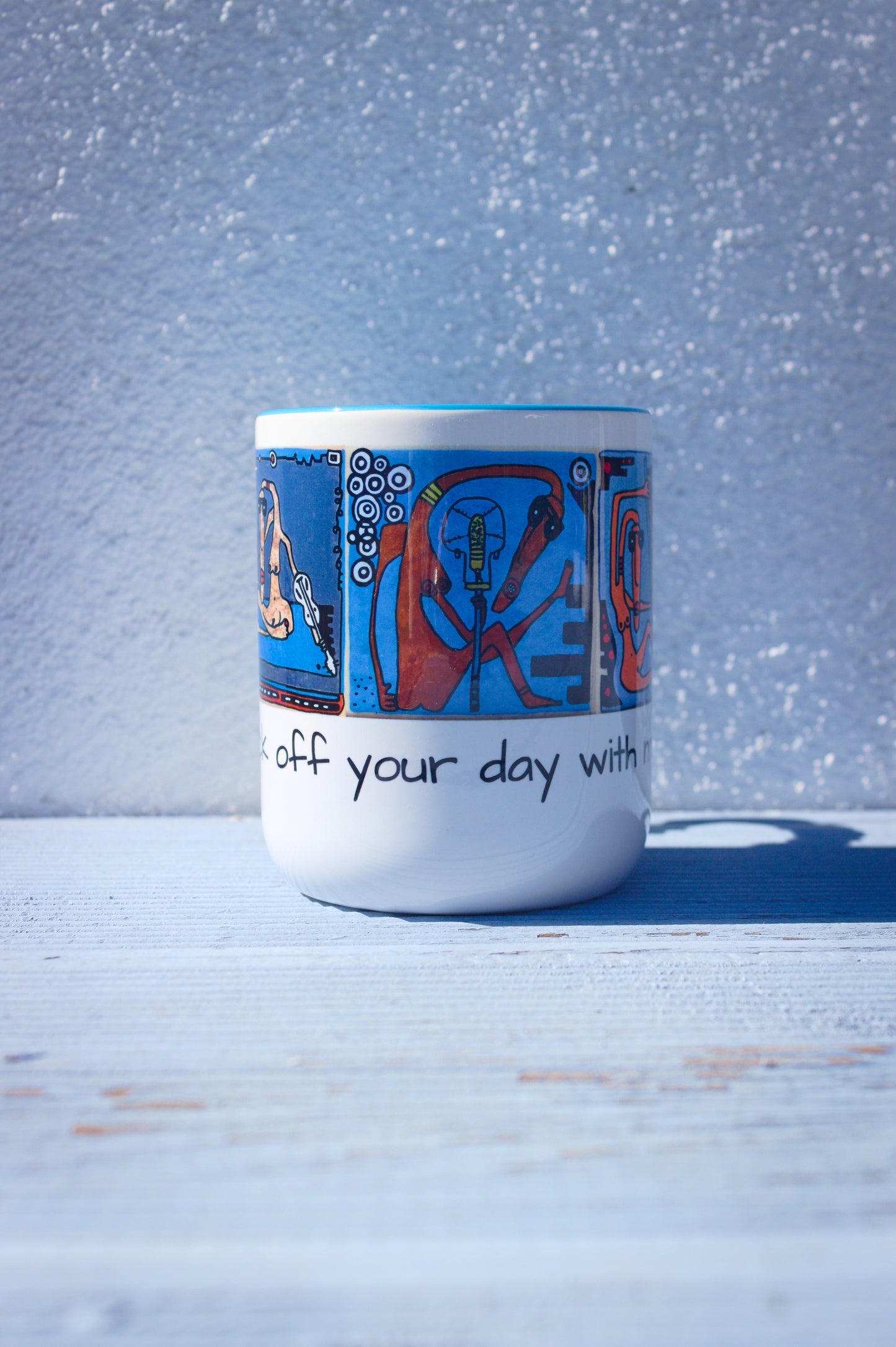 "Kick off your day with music!" | Kubek ceramiczny